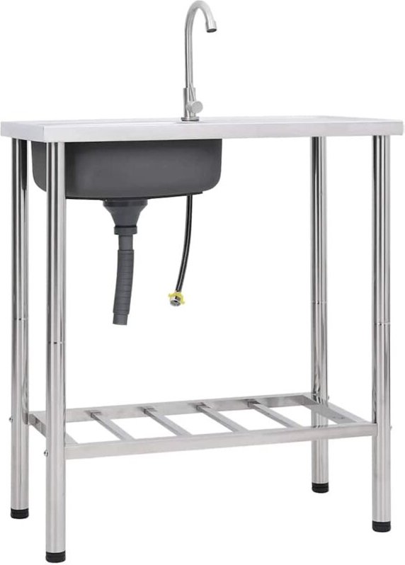 Camping-Spüle mit Wasserhahn Edelstahl - Vidaxl