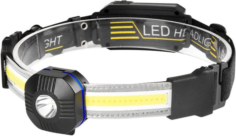 USB-wiederaufladbare StirnlampeXPG + COB LED-Scheinwerfer mit Warnleuchte, 210° Abstrahlwinkel