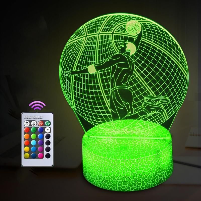 3D-Basketball-Lampe – Nachtlicht fürs Bett, 16 Farben RGB + Fernbedienung & Berührungssensor, originelles Geschenk für K...