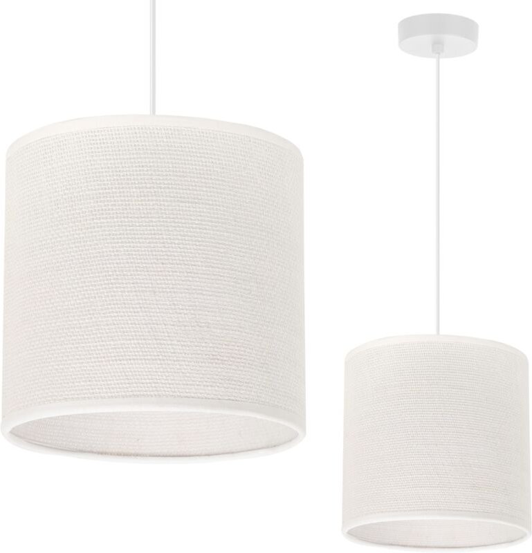 Weisse Jute-Hängelampe 1 Flacher Weisser Lampenschirm 15cm E27