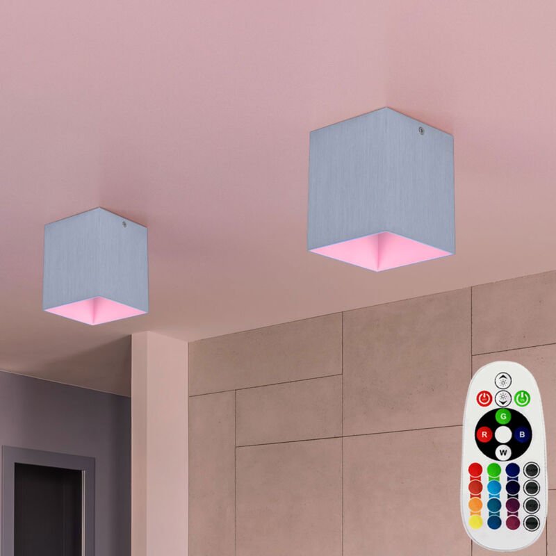 2er Set Aufbau Decken Leuchte Wand Wohnraum Lampen Fernbedienung im Set inklusive rgb led Leuchtmittel