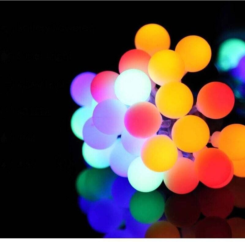 LED-Girlande, 10 Meter, 100 mehrfarbige RGB-Kugeln, RGB-Kugel-Lichtergirlande, 100 LED-Kugeln, 8 Beleuchtungsmodi, wasse...
