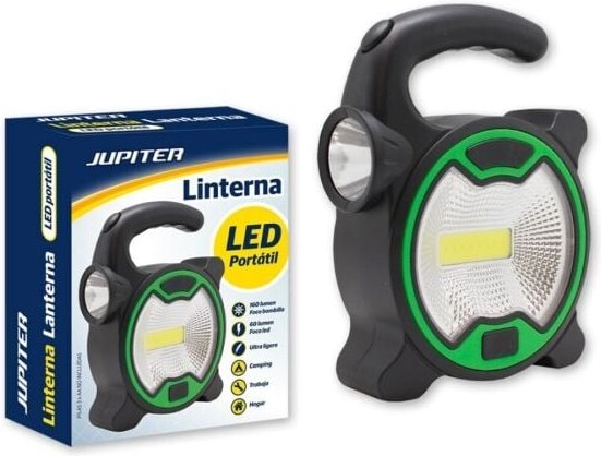 Jupiter - Taschenlampe cob+1 led - Scheinwerferbirne 160lm, Scheinwerfer led 60lm - Betrieb mit 3 Batterien aa (nicht en...