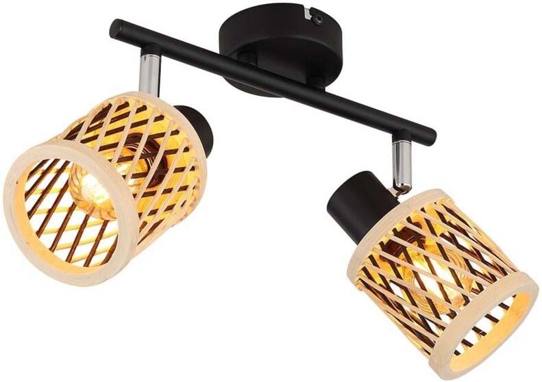 Thumbnail - Deckenleuchte Wohnzimmerlampe schwarz matt Bambus beweglich L 25 cm