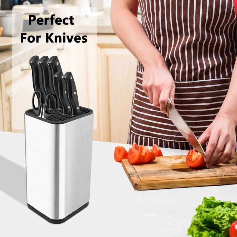 Leerer Küchenmesserblock – Küchenmesserhalter aus Edelstahl für mehr als 8 Messer – Großer Küchenmesser-Organizer – Küch...