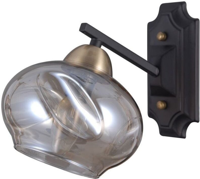 Bastiano - Industrie- und Retro-Wandleuchte Schwarz Matt 1 Licht mit Cognac-Schirm, E14 - Italux