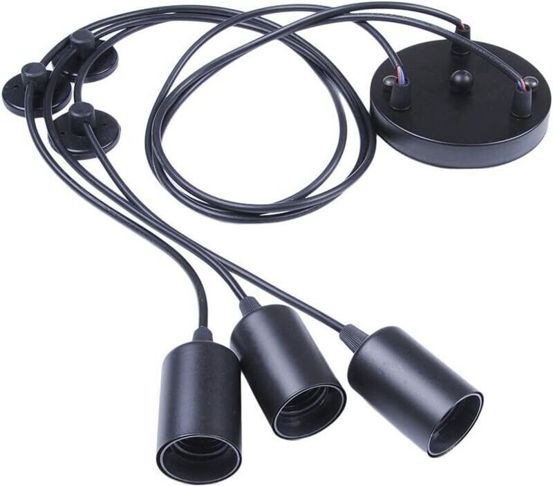 Industrielle 3-armige Deckenleuchte – Verstellbare 2-Meter-Pendelleuchte – Metallkäfig für E27-Leuchtmittel – Einfache M...