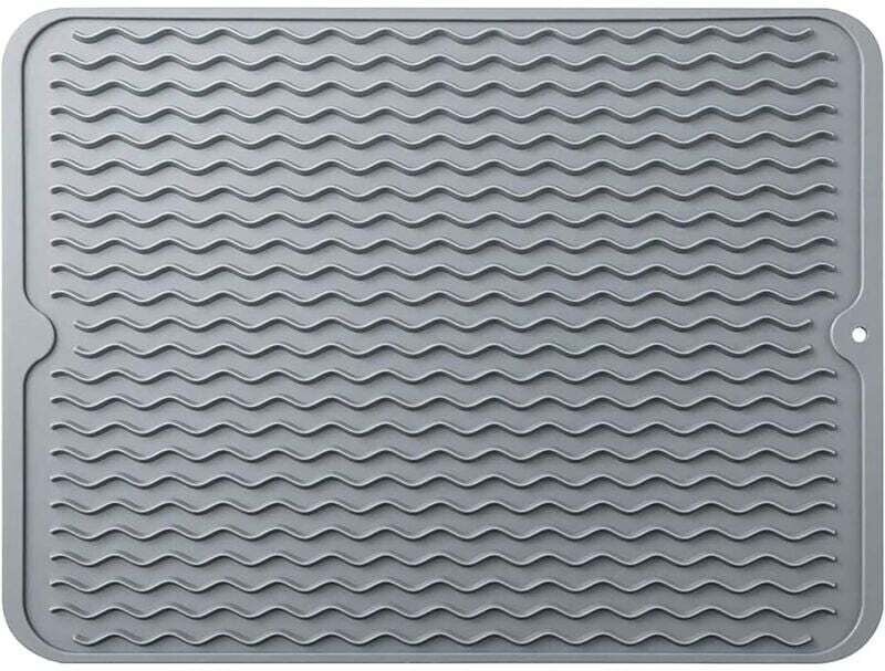 Abtropfmatte aus schnelltrocknendem Silikon, Tischmatte für die Küchenarbeitsplatte, hitzebeständig und rutschfest