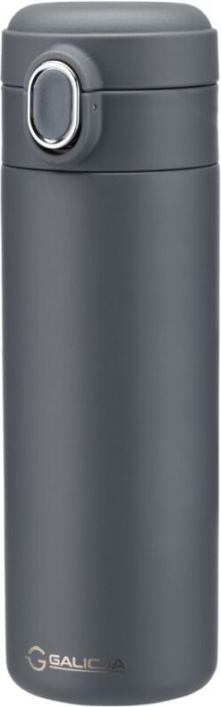 XAVIER Thermobecher/Trinkflasche 400 ml, Edelstahl 18/10, Kunststoff, grau