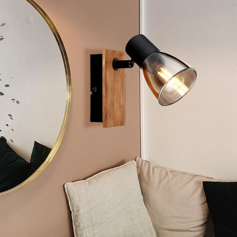 Wandleuchte Wandstrahler Flurleuchte Schlafzimmerlampe Holz Metall dunkelbraun