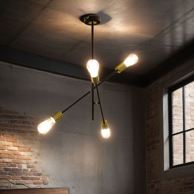 Licht-erlebnisse - Deckenleuchte Schwarz für E27 Metall Retro Deckenlampe