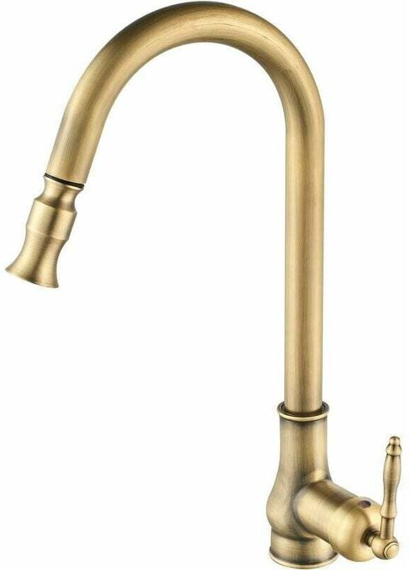 Antiker Küchenhahn aus Messing, Retro-Mischhahn aus Messing, antiker ausziehbarer Wasserhahn, Küchen-Sprühhahn, 360° sch...