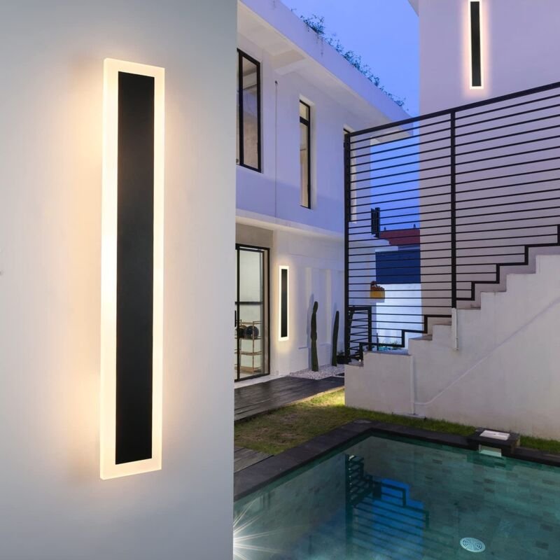 Wandleuchte Aussen Außenlampe led : 50cm Wandlampe Innen Lang 10W Außenleuchte Wand Schwarz 3000K Aussenlampe Modern IP6...