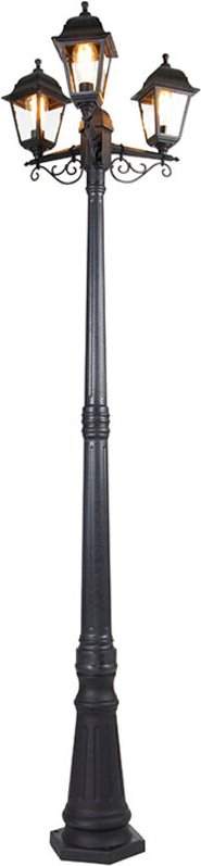 Qazqa - Smarte Laterne schwarz 3-Licht IP44 inkl. Wifi ST64 - Capital