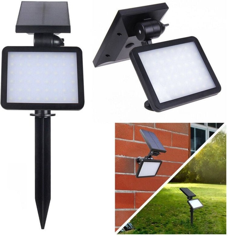 Trade Shop Traesio - Trade Shop - faro led faretto giardino 48 led 10W picchetto pannello energien solare 2000MAH -