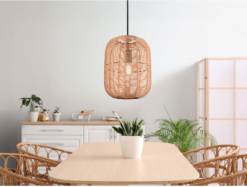 Meinewunschleuchte - led Hängelampe Korbleuchte mit Sisal Geflecht Lampenschirm, ø 25cm