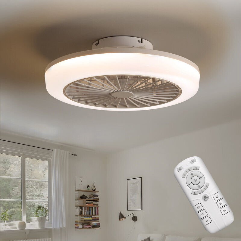 Sofucor - Weißer flügelloser Deckenventilator, 46 cm, mit Licht und Fernbedienung