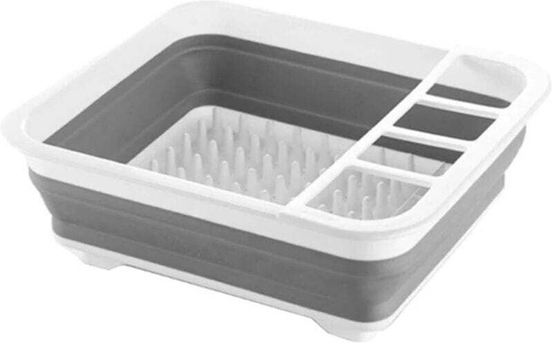 Égouttoir pliable en plastique pour ranger les ustensiles de cuisine.