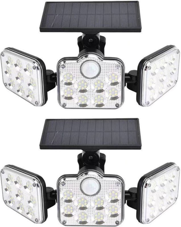 2er-Pack 138 LEDs, 2200 lm, Solar-Flutlichter für den Außenbereich, mit Fernbedienung, IP65 wasserdicht, 3 verstellbare ...