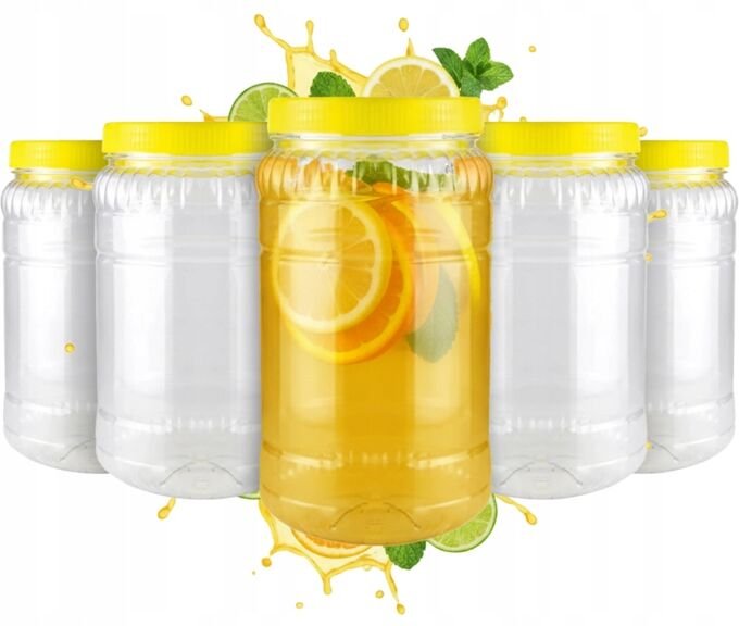 5 x 2-Liter-Kunststoffbehälter für trockene und flüssige Lebensmittel, wiederverwendbar