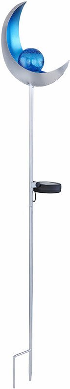 Led Solar Außen Steck Erdspieß Lampe Flammen Effekt silber Garten Glas Kugel blau Hof Deko Leuchte
