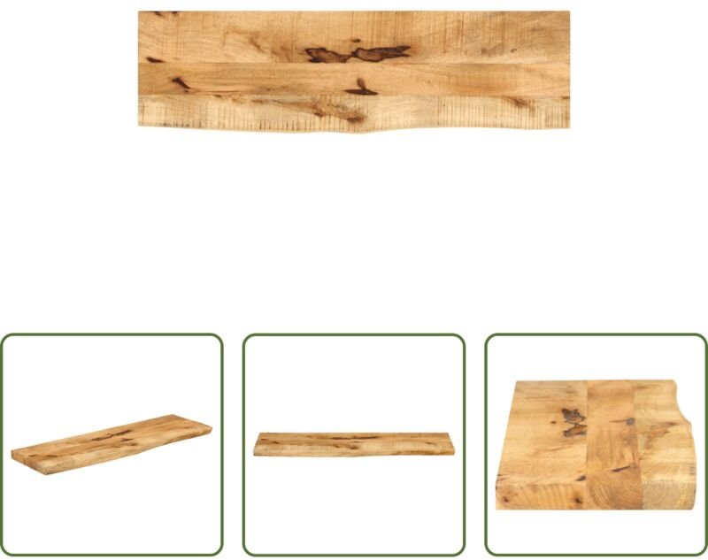 Massivholz - Tischplatte 120x30x2,5 cm Baumkante Massivholz Raues Mangoholz