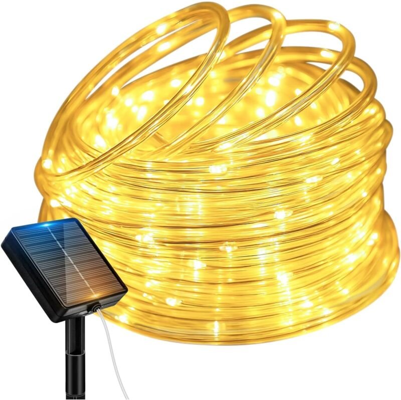 Btfarm wetterfeste Solar-Lichterkette für den Außenbereich – 10 m – 100 LEDs – IP65 wasserdicht – 8 Modi – Für Garten, T...