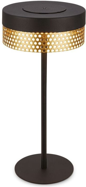 Briloner Booha led Tischlampe kabellos IP44, Dimmbar, Touch, Akku, Spritzwasserschutz, Schwarz-Gold, Ø16 x 35 cm