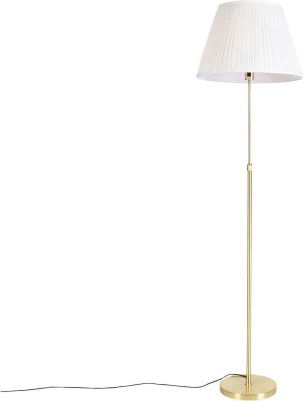 Stehleuchte gold / messing mit plissiertem Schirm creme 45 cm - Parte