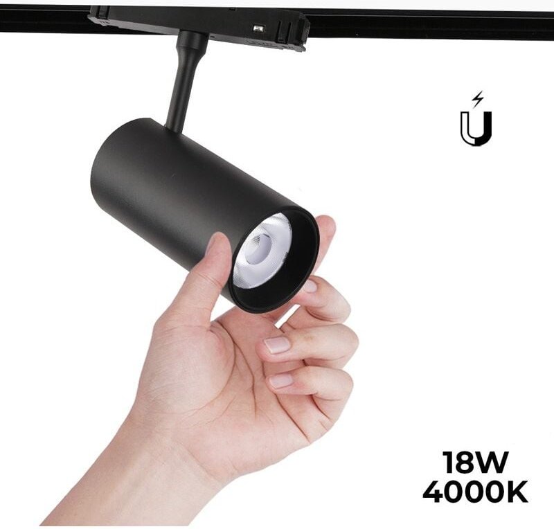 LED-Schienenstrahler für Magnetschiene 48V - 18W - Schwarz