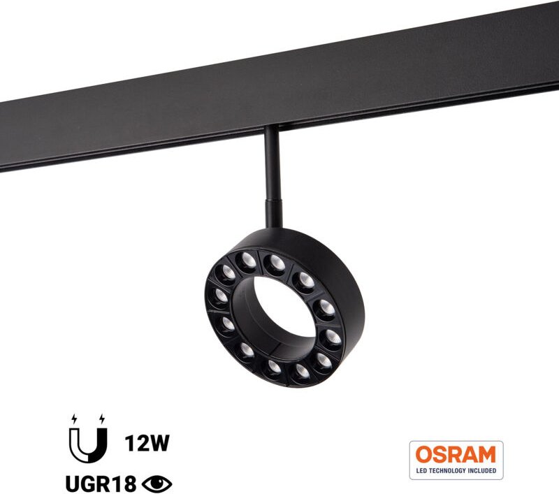 Kreisförmige LED-Luminaria für magnetische Schiene 48V - Ø11,5cm