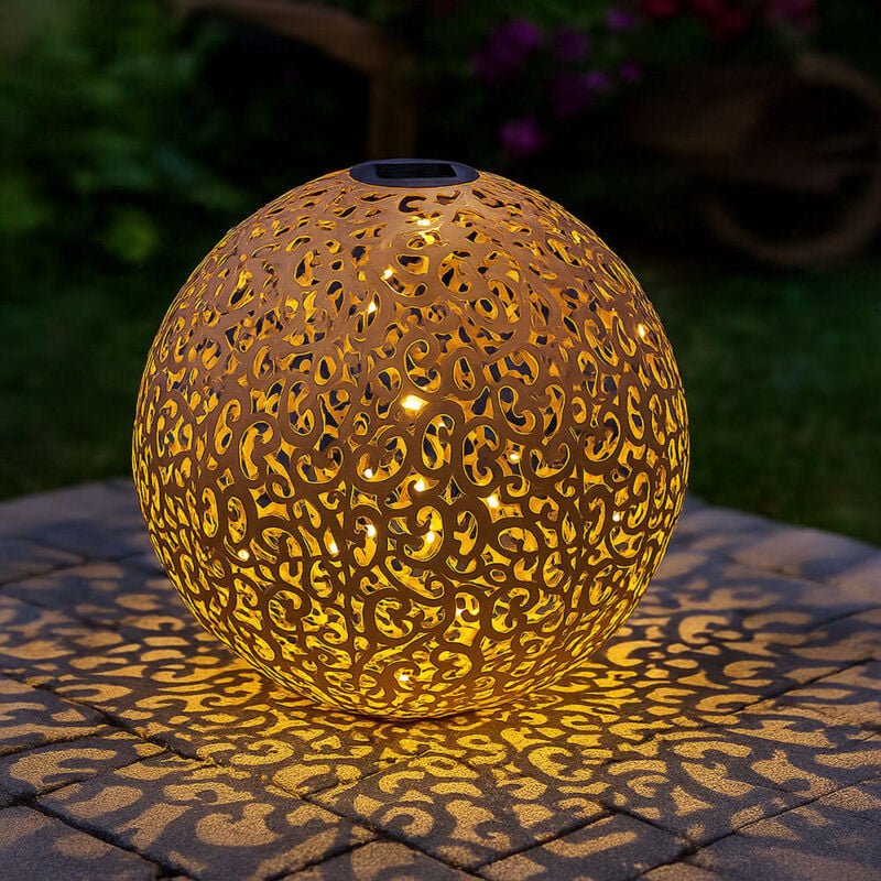 Led Solar Außen Lampe Kugel Steck Strahler rost Garten Weg Beet Dekor Geflecht Leuchte Globo 33745R