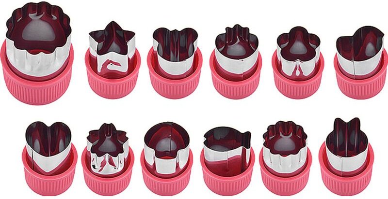 12 Stück Gemüse Ausstechformen Plätzchen-Ausstecher Edelstahl Cookie Kuchen Obst Ausstecher Set für Keks, Sushi & Dekora...