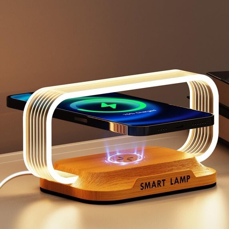 Kleine Nachttischlampe mit kabellosem Ladegerät, niedliche Nachttischlampe für Schlafzimmer, kleine Tischlampe, Mini-Nac...