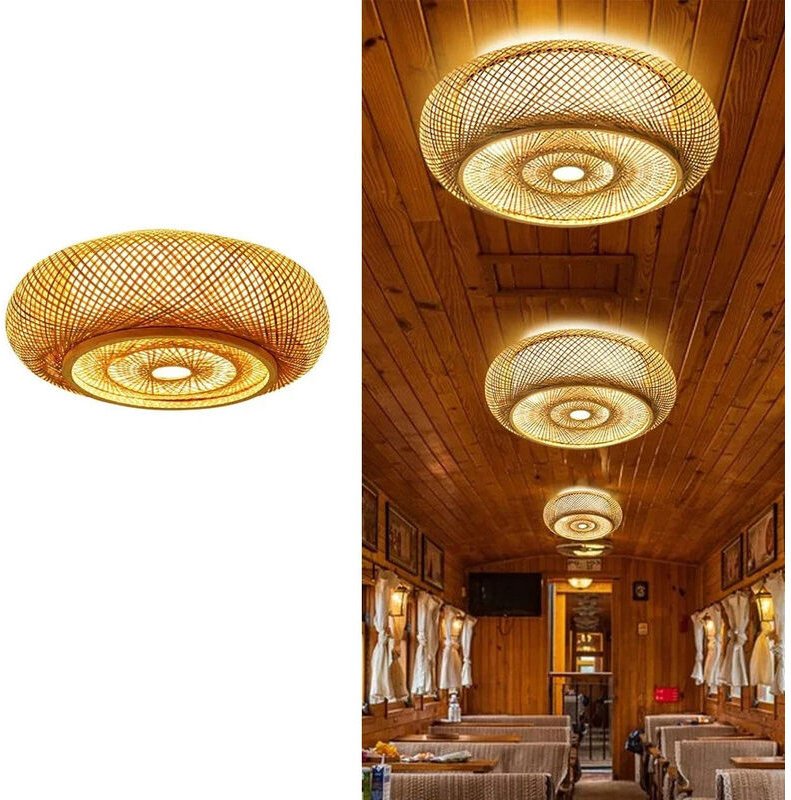50 cm Bambus-Einbauleuchte – Handgefertigte Vintage-Deckenleuchte für den Innenbereich, Wohnzimmer, Schlafzimmer oder Ba...