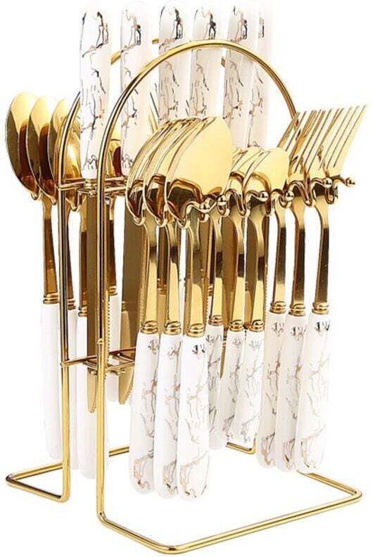 Goldenes Besteckset – 24-teiliges Besteckset – Edelstahlbesteck – Besteckset für 6 Personen – Küchenutensilien – Besteck...