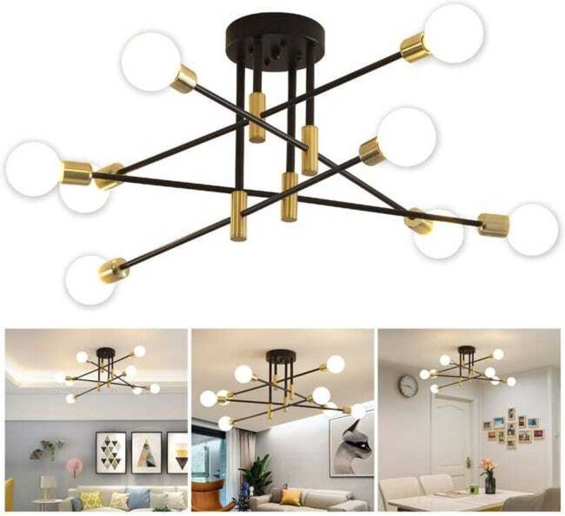 Sputnik-Kronleuchter, nordische Pendelleuchte im Mid-Century-Modern-Stil, 8-flammige Deckenleuchte (Leuchtmittel nicht e...