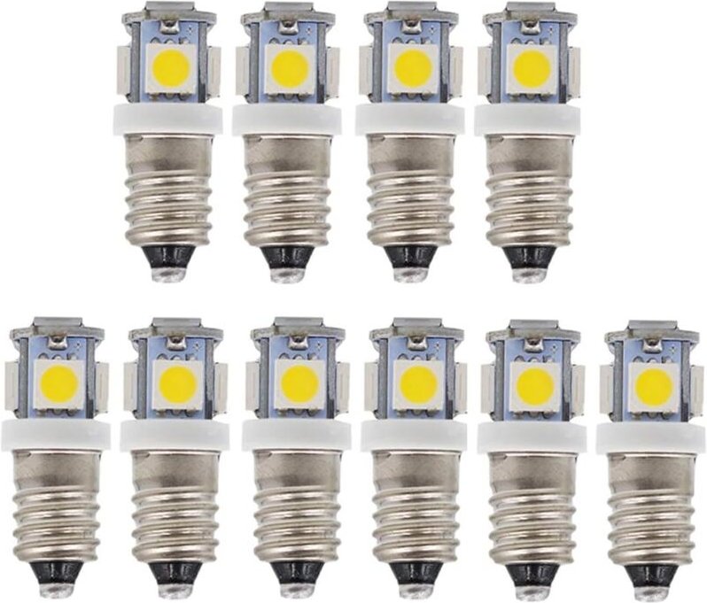 Aougo - 10 Stück E10 12 v kaltweiße LED-Lampen 5 smd 0,5 w 50 lm Lampe (warmweiß)