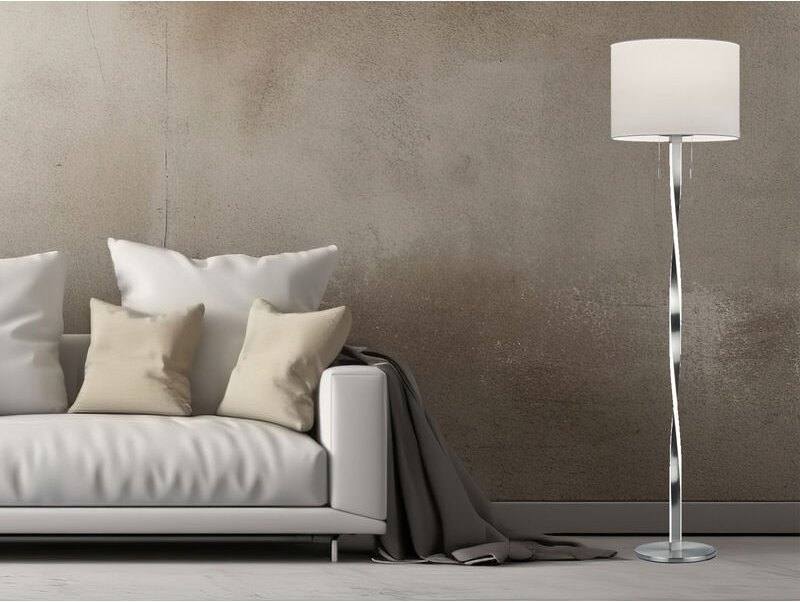 Led Stehlampe nandor mit Stoff Lampenschirm weiß und beleuchtetem Gestell, 160cm