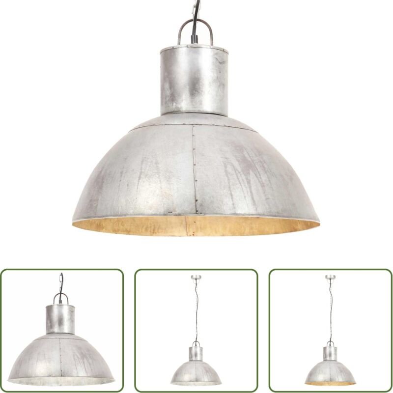 vidaXL Wohnzimmerleuchte - Hängelampe 25 W Silbern Rund 48 cm E27