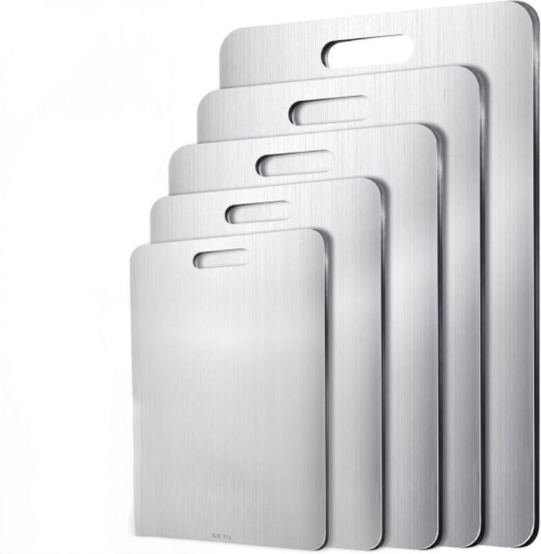 5-teiliges Schneidebrett-Set aus Edelstahl (316) – Antibakterielles Edelstahl-Küchenbrett, doppelseitiges Titan-Schneide...