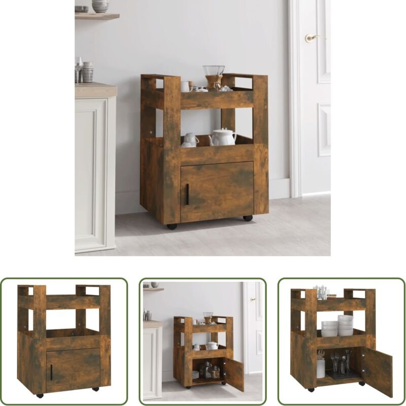 Küchenwagen Räuchereiche - Küchenwagen Räuchereiche 60x45x80 cm Holzwerkstoff