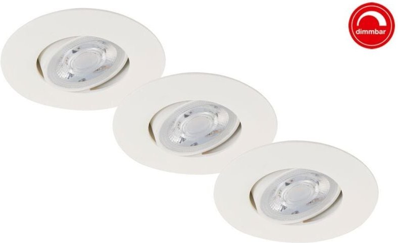 Briloner - 3er Set led Einbauleuchte Nava weiß ø 9 cm warmweiß dimmbar Deckenleuchte
