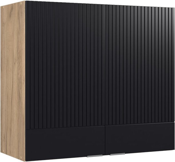 Küchenschrank Glas Fame-Line, Schwarz gestreift, 80 cm, Vicco