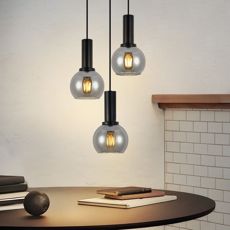 Hängelampe Wohnzimmer Pendelleuchte Glas-3 Flammig Hängeleuchte Vintage Esszimmerlampe Hängend E27 Pendellampe Esszimmer...