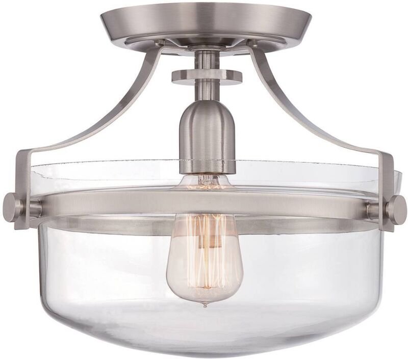 Elstead - Penn Station - 1 Light Semi Flush Deckenleuchte Nickel gebürstet, E27