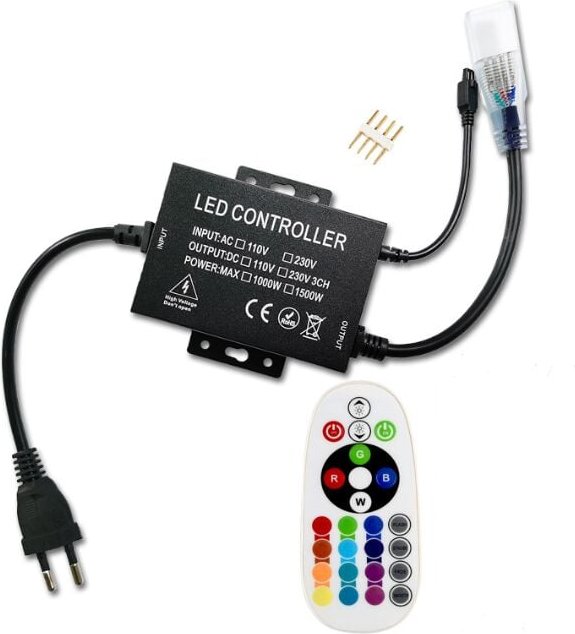 Beijiyi - LED-Beleuchtung, 24 Tasten, RF-Fernbedienung für 5050 smd RGB-LED-Streifen, Schwarz