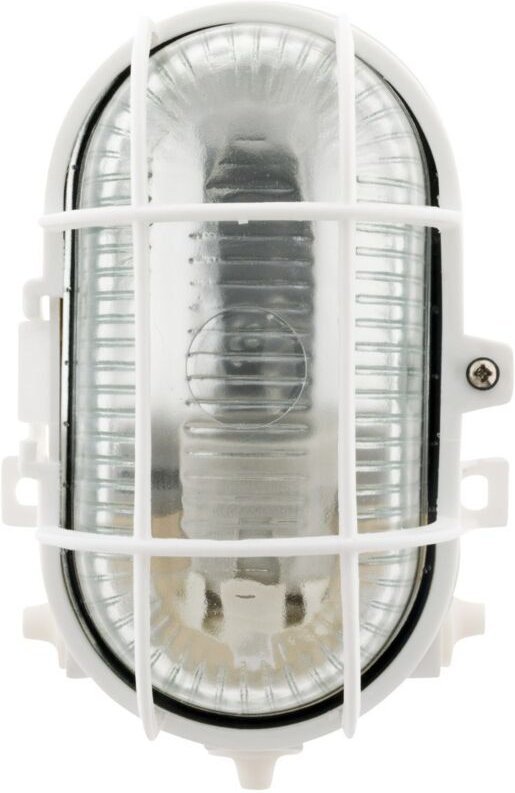 Zenitech - Ovale Außenbeleuchtungsluke IP44 als Wandleuchte mit Gitter, weiß