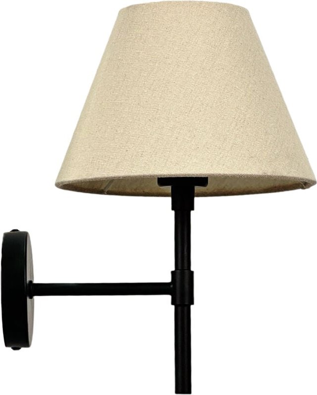 Relaxdays Wandlampe, Stoff-Schirm, schlichtes Design, E27-Fassung, moderne Wandleuchte, HD: 32,5 x 27 cm, creme/schwarz