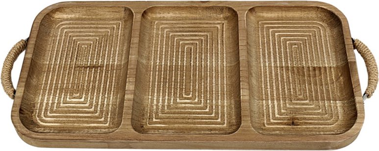 Tablett mit Holzfächern, 48 x 22 x 2 cm